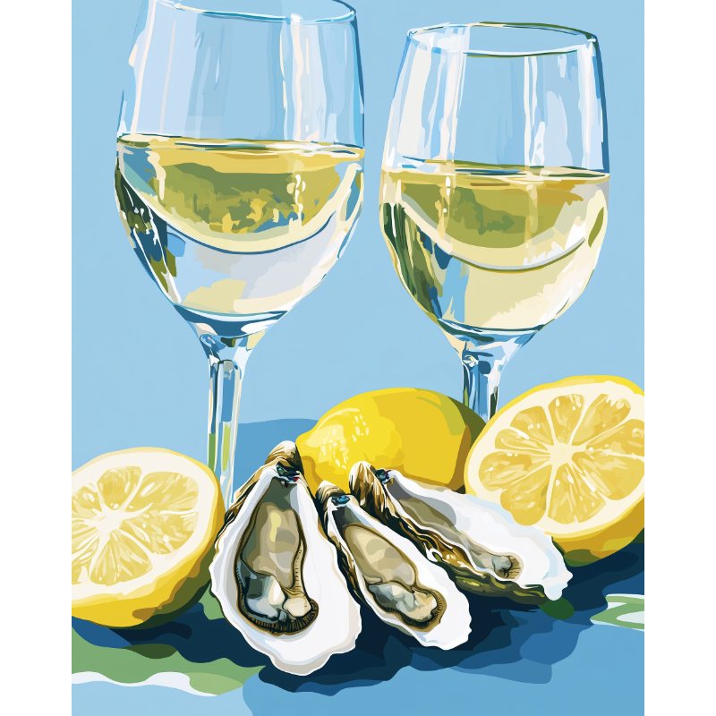 Huîtres et Champagne | Peinture par numéro