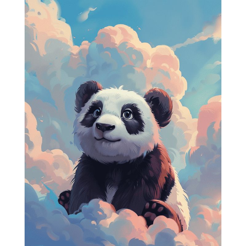 Panda Nuageux | Peinture par numéro