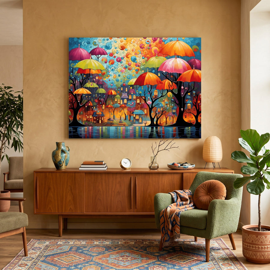 Parapluies en ville | Peinture par numéro