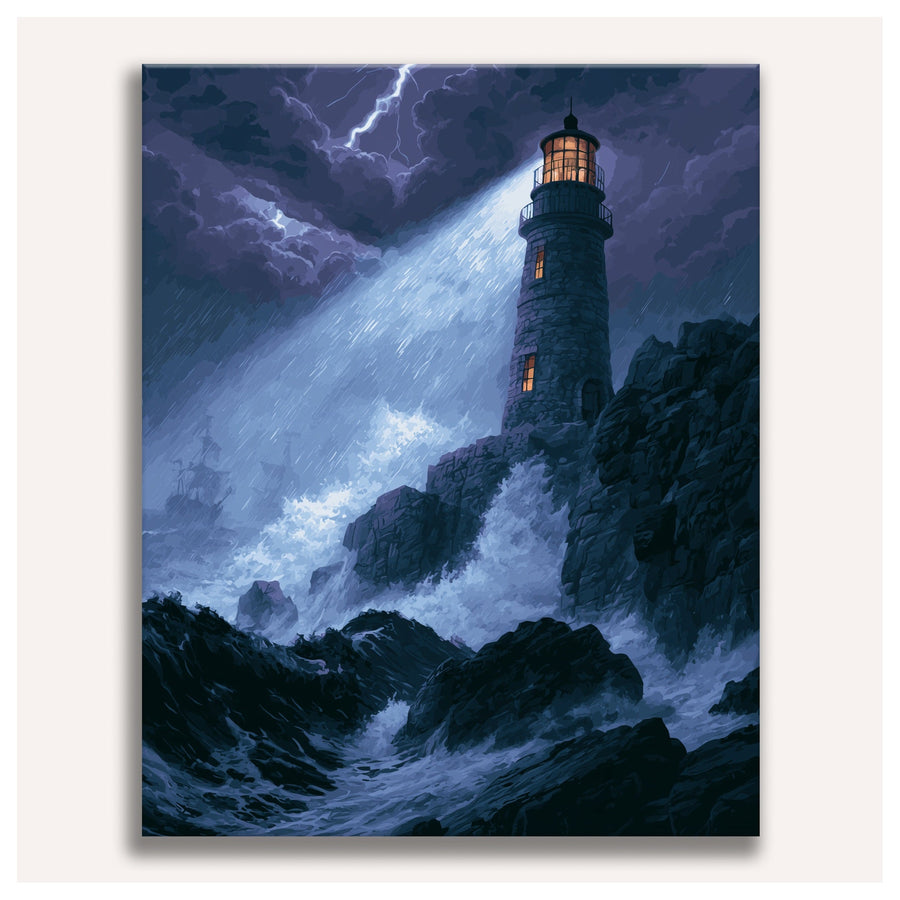 Phare dans la Tempête | Peinture par numéro