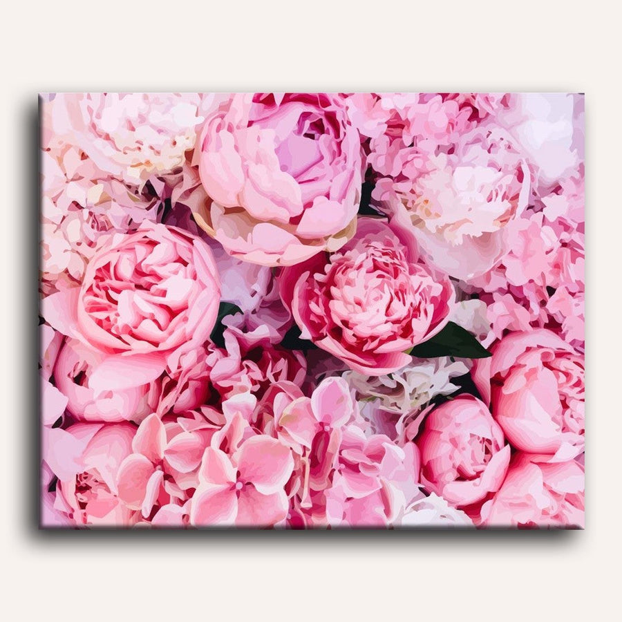 Fond de Pivoines Roses | Peinture par numéro