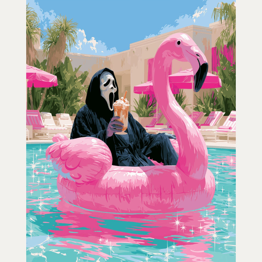 Piscine du Flamant Rose | Peinture par numéro