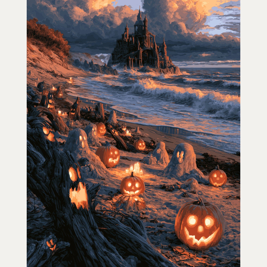 Plage du Château Hanté | Peinture par numéro