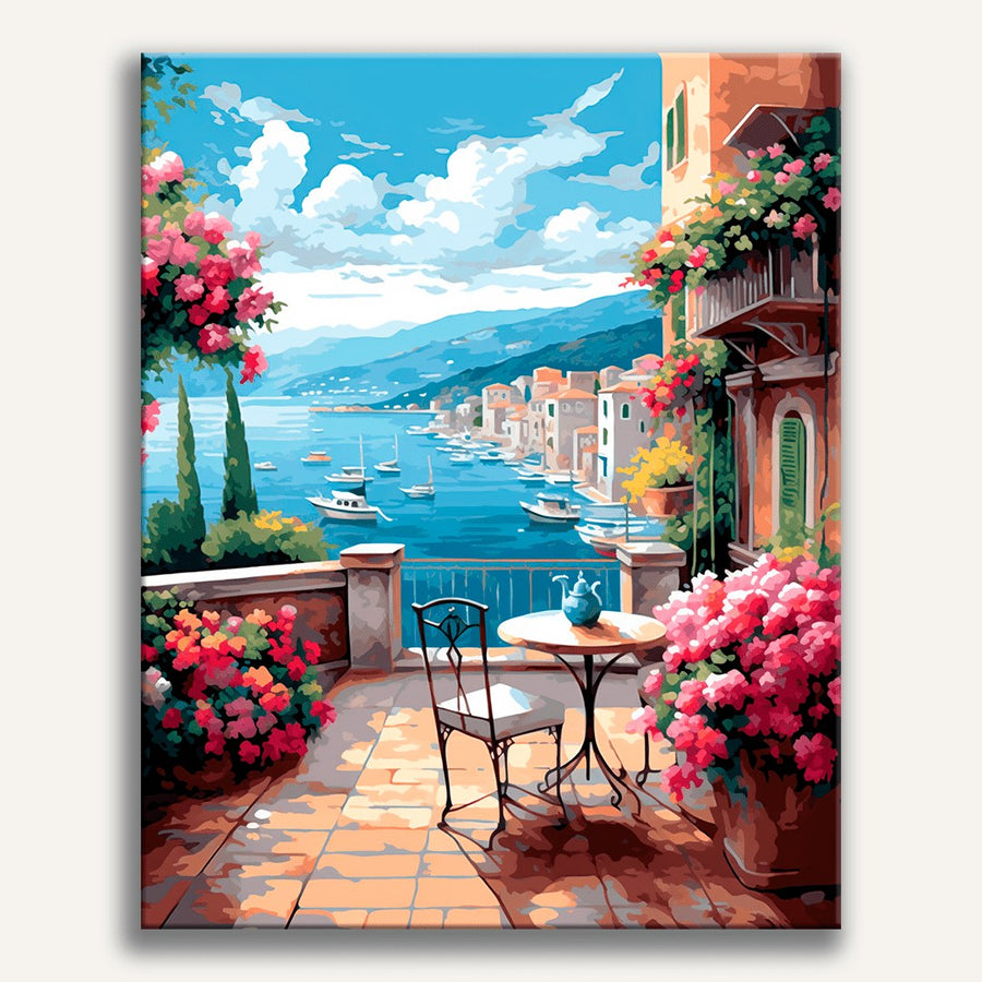 Port sous le ciel bleu | Peinture par numéro