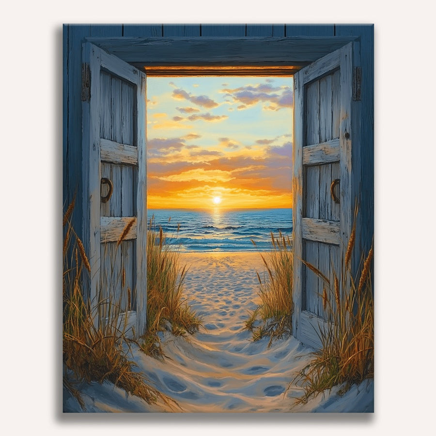 Porte vers le coucher de soleil | Peinture par numéro