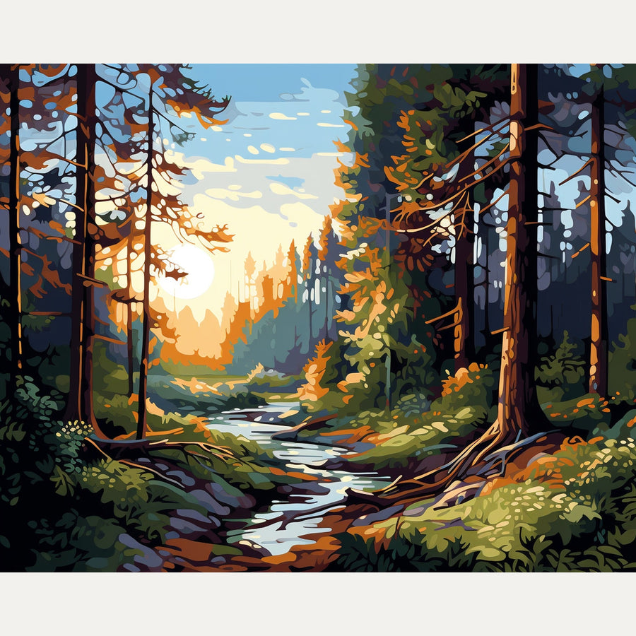 Rivière au Crépuscule | Peinture par numéro