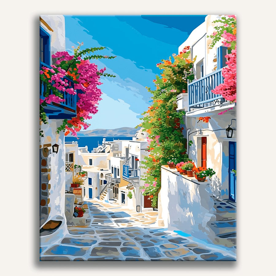 Ruelle des Cyclades | Peinture par numéro