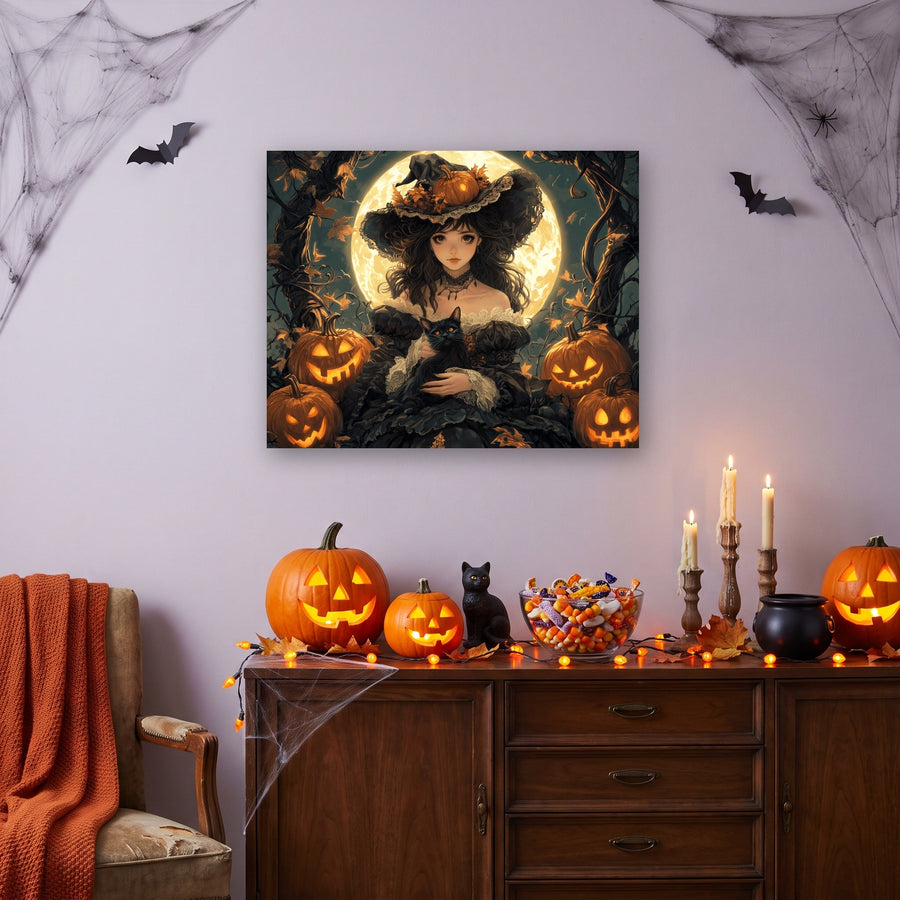 Sorcière au Chat Noir | Peinture par numéro