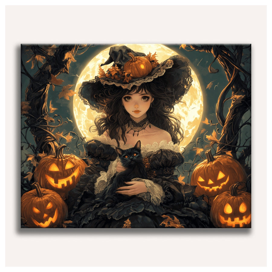 Sorcière au Chat Noir | Peinture par numéro