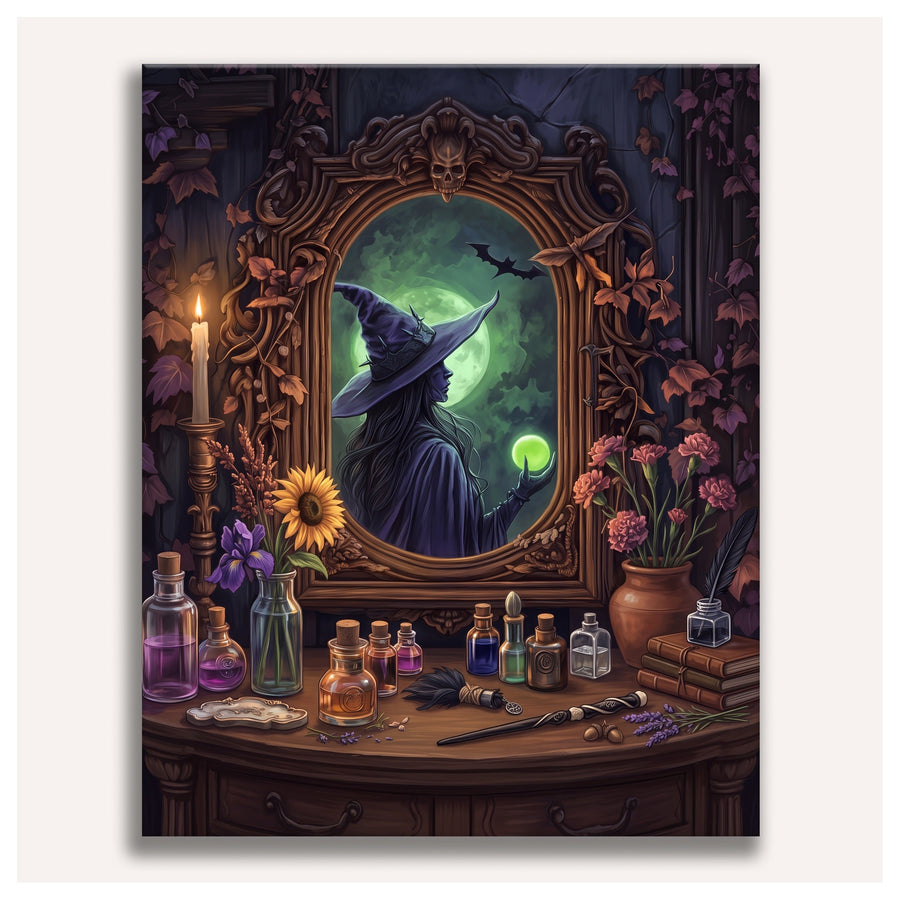 Sorcière au Miroir | Peinture par numéro