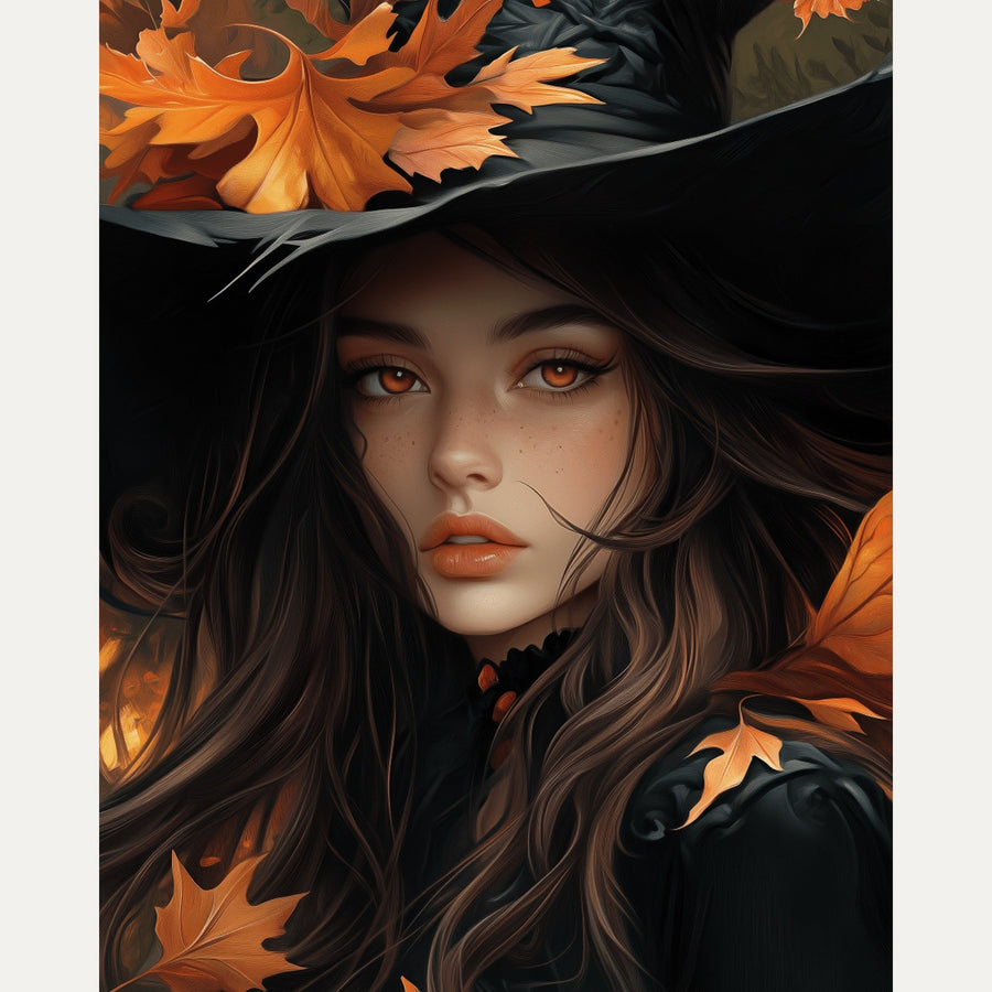 Sorcière aux Feuilles Rousses | Peinture par numéro