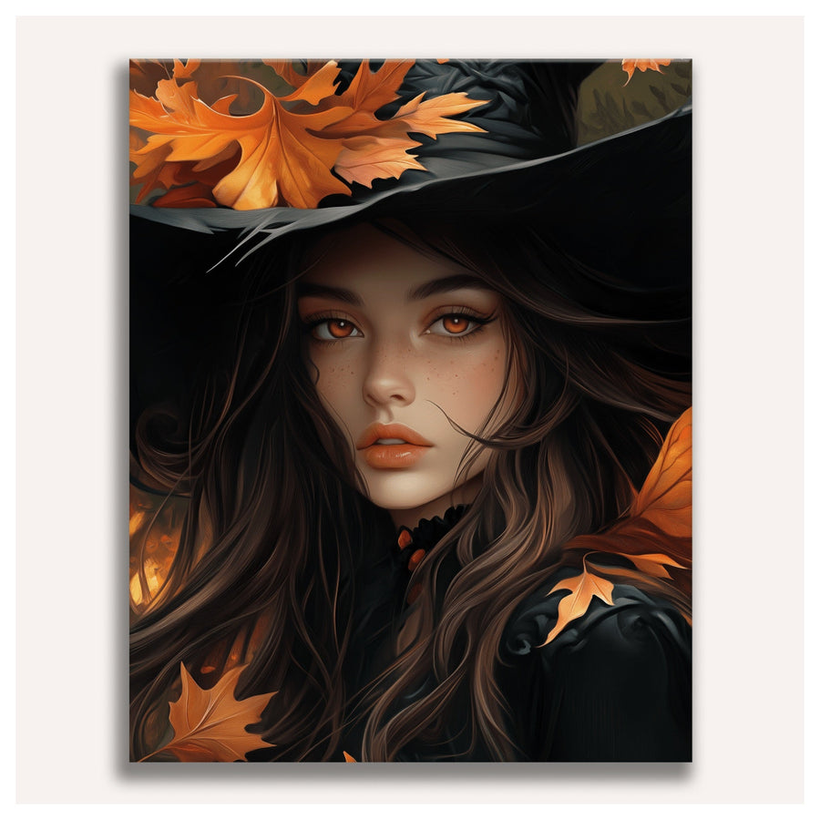 Sorcière aux Feuilles Rousses | Peinture par numéro