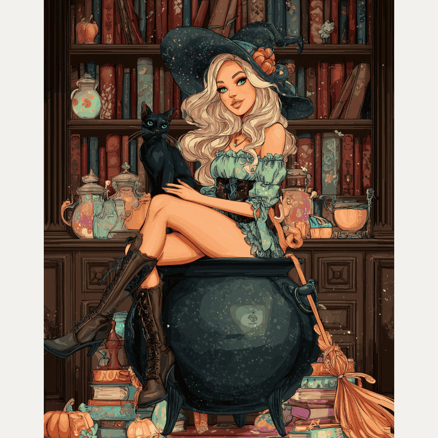 Sorcière de la Bibliothèque | Peinture par numéro