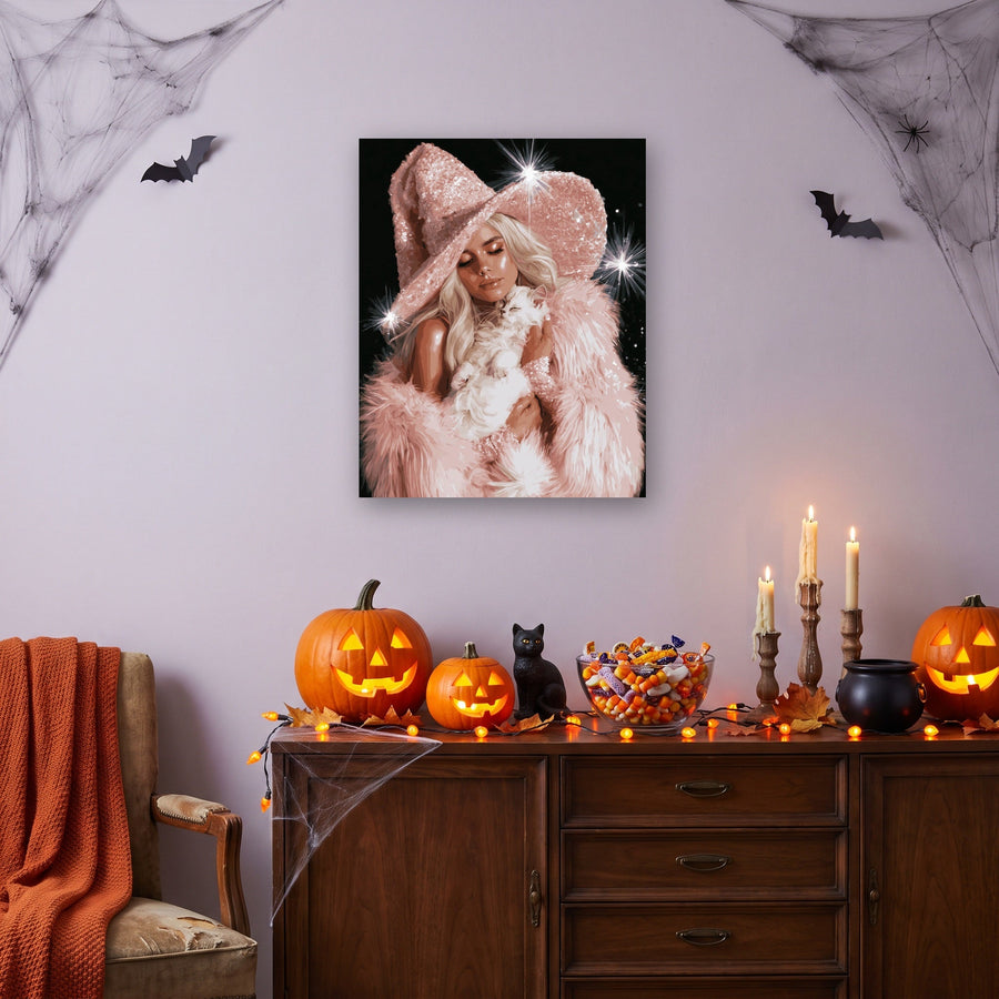 Sorcière Paillettes Roses | Peinture par numéro