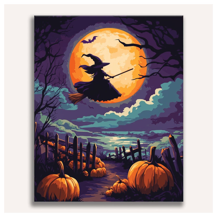 Sorcière sous la Lune | Peinture par numéro