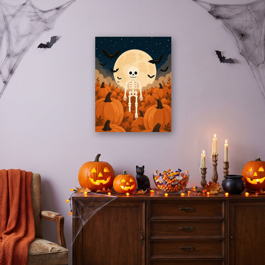 Squelette sous la Lune | Peinture par numéro
