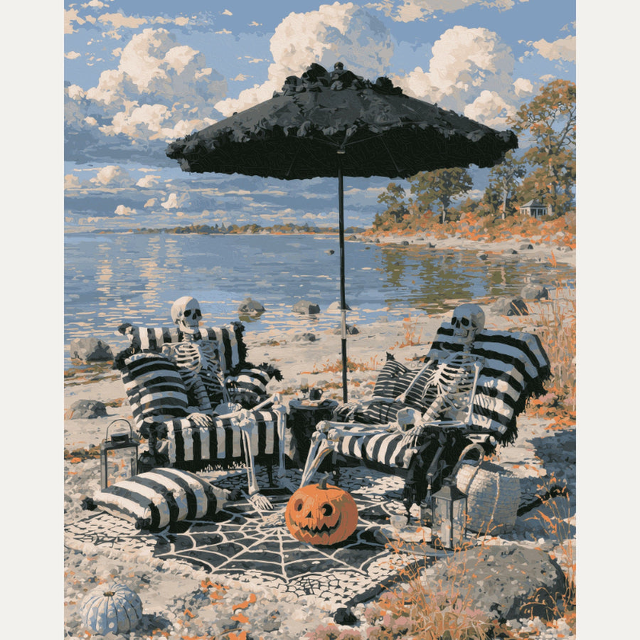 Squelettes à la Plage | Peinture par numéro