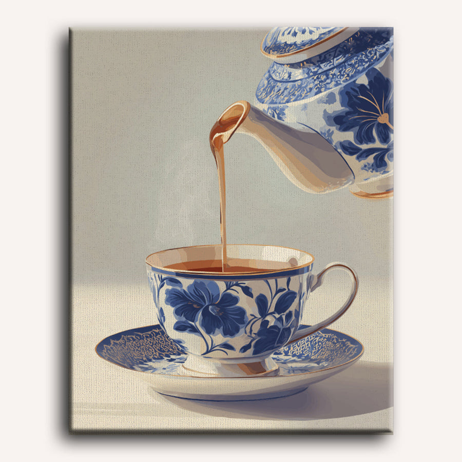 Tasse en Porcelaine Bleue | Peinture par numéro