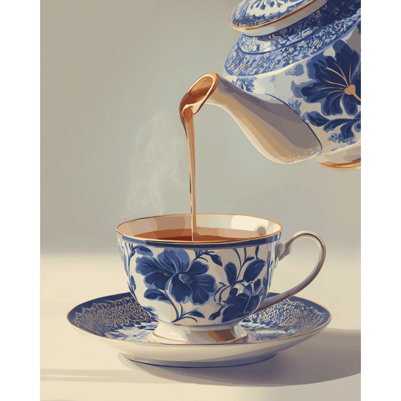 Tasse en Porcelaine Bleue | Peinture par numéro