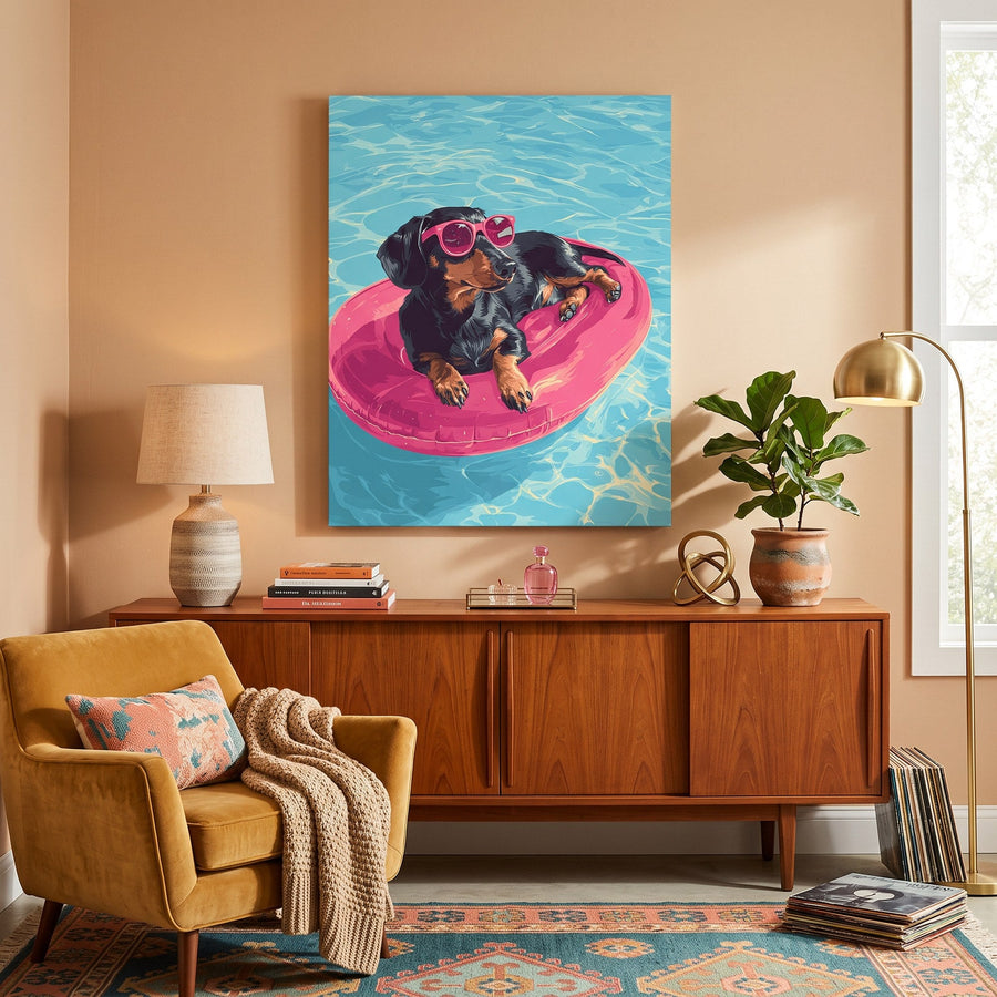 Teckel à la Piscine | Peinture par numéro