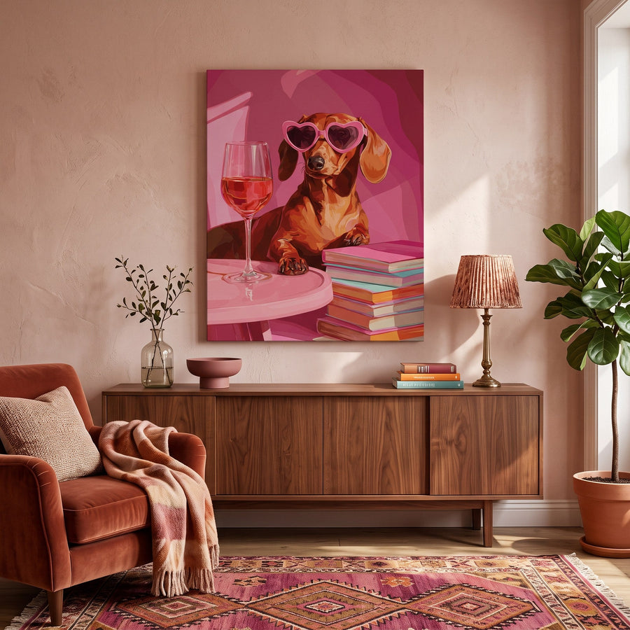 Teckel au Rosé | Peinture par numéro