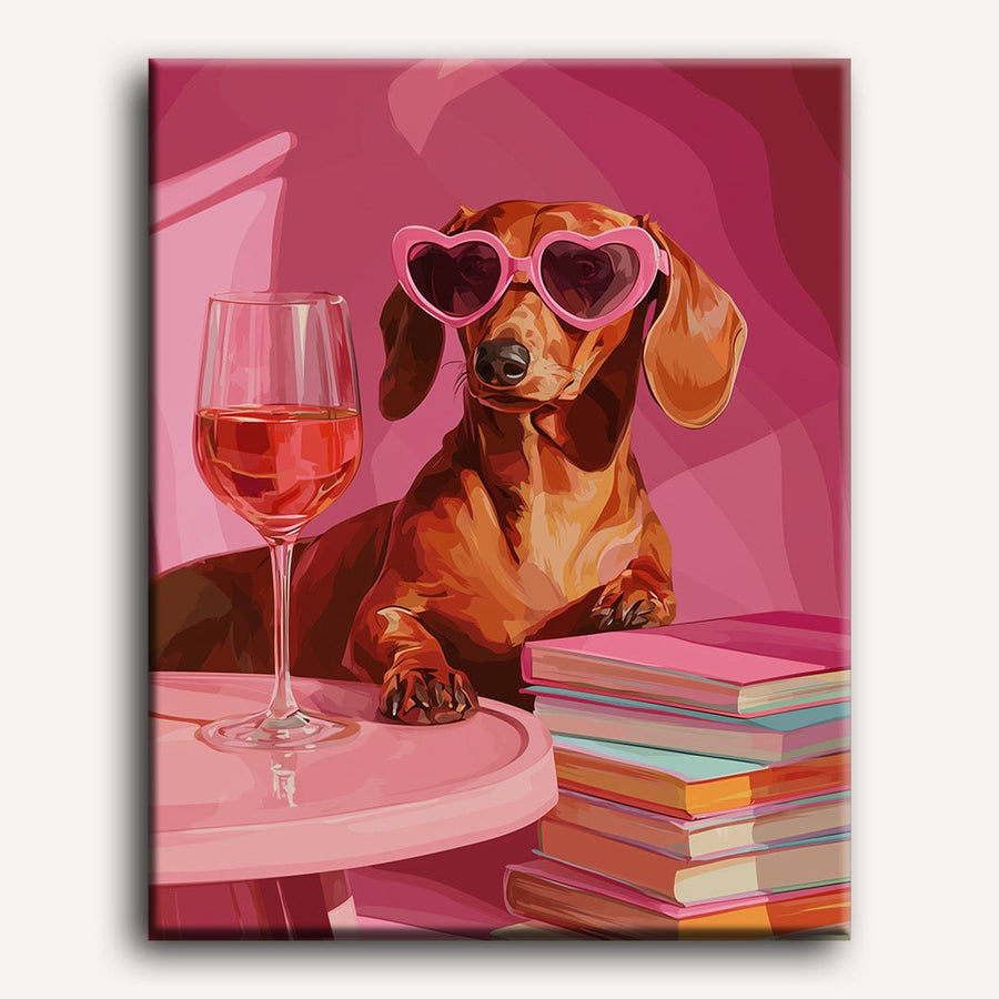 Teckel au Rosé | Peinture par numéro