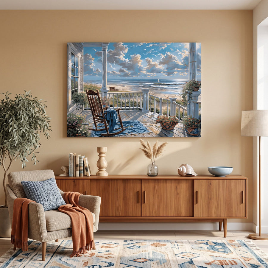 Terrasse face à la mer | Peinture par numéro