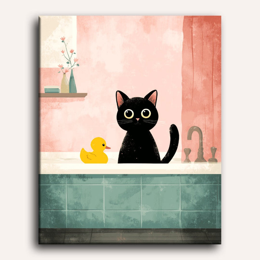 Chat dans la Salle de Bain | Peinture par numéro