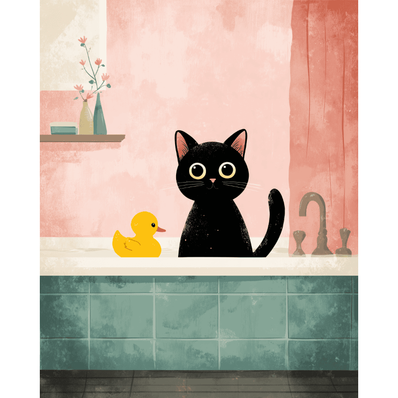 Chat dans la Salle de Bain | Peinture par numéro