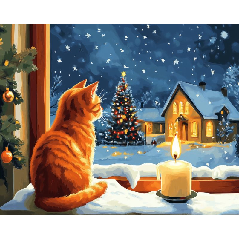 Chat à la Chandelle | Peinture par numéro