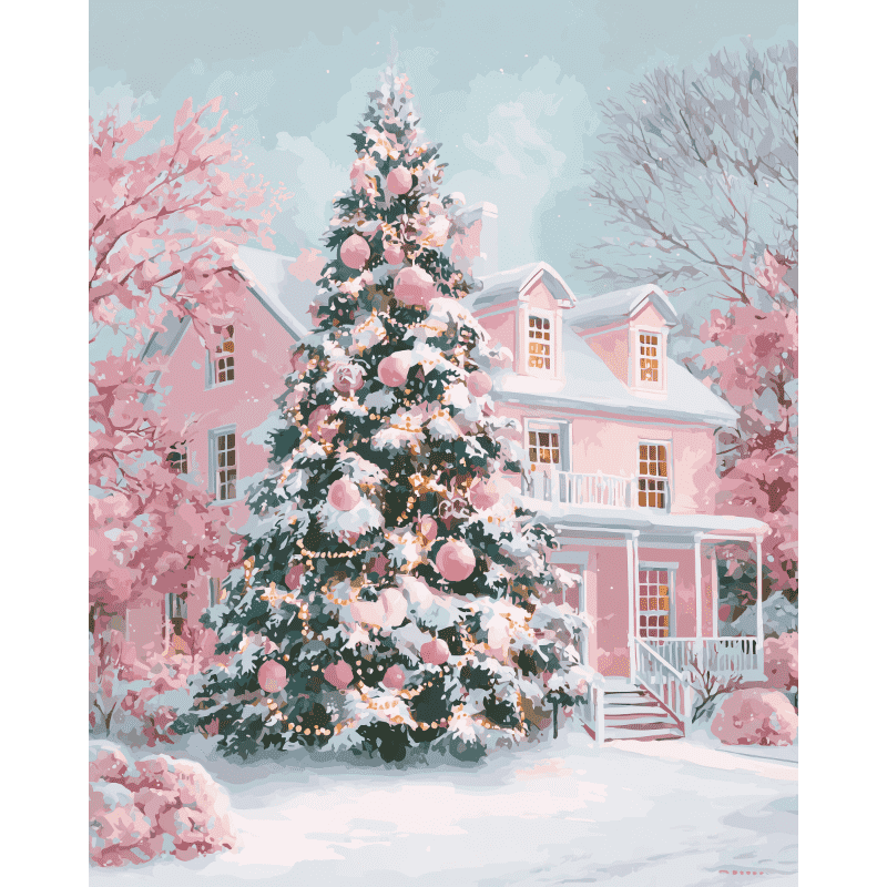Noël Rose Élégant | Peinture par numéro