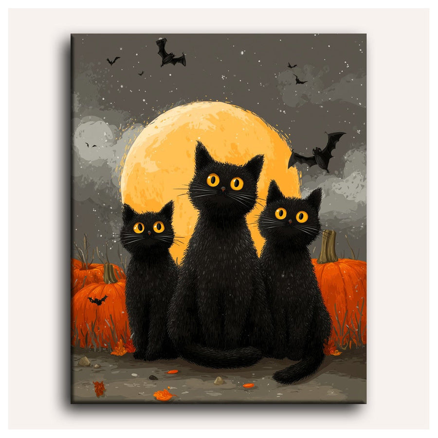 Trio de Chats Noirs | Peinture par numéro