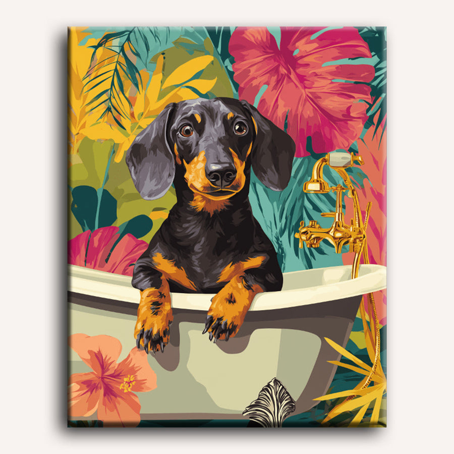 Dachshund Tropical | Peinture par numéro