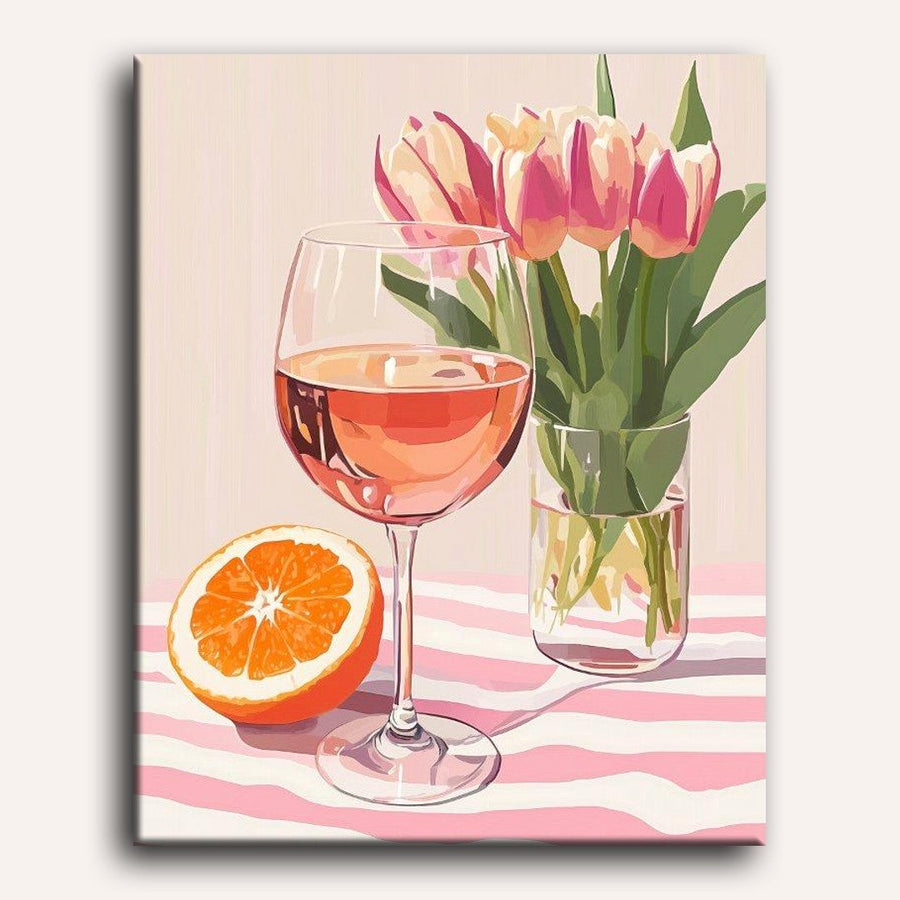 Tulipes et Vin | Peinture par numéro