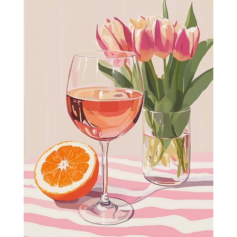 Tulipes et Vin | Peinture par numéro