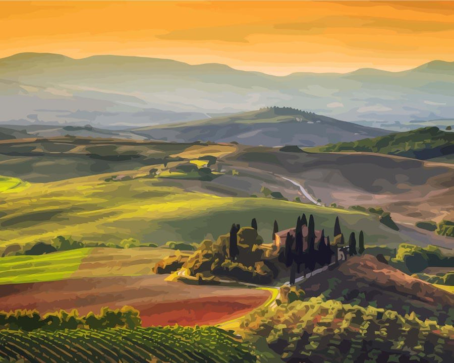 Toscane à l'Aube | Peinture par numéro