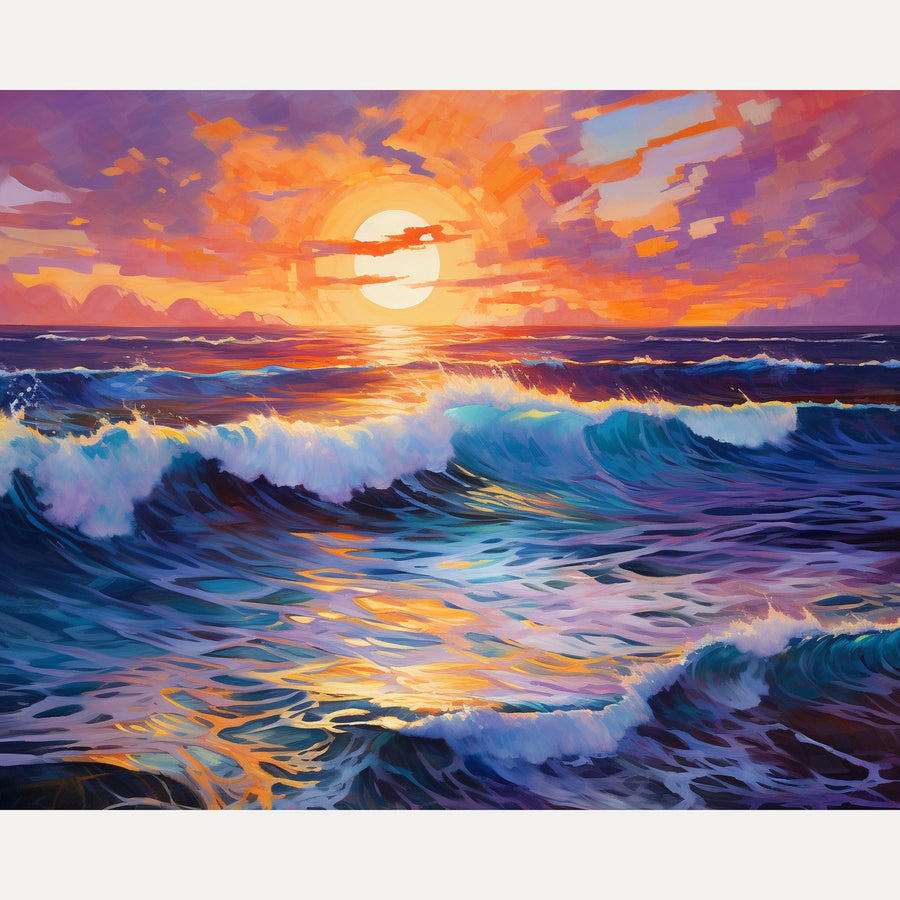 Vagues au Couchant | Peinture par numéro