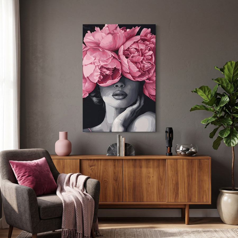 Visage aux Pivoines | Peinture par numéro