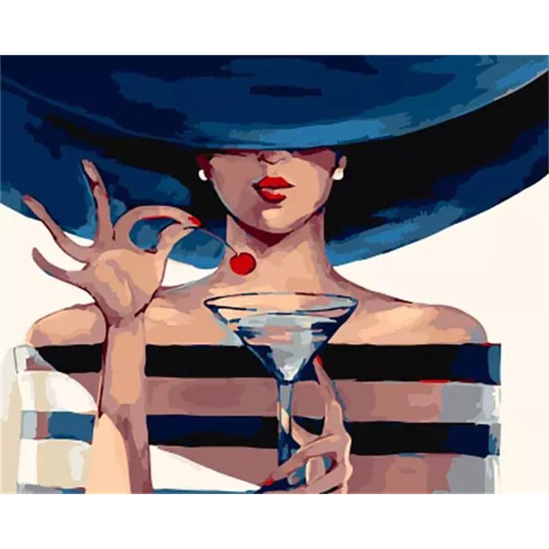 Femme au Martini | Peinture par numéro